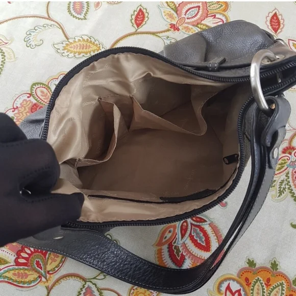 Vintage GIANNI CONTI Grey Leather Handbag - Picture 7 of 9